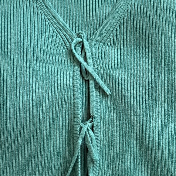 Abercrombie & Fitch Teal Ribbed Tie-Front Tank - Picture 3 of 3